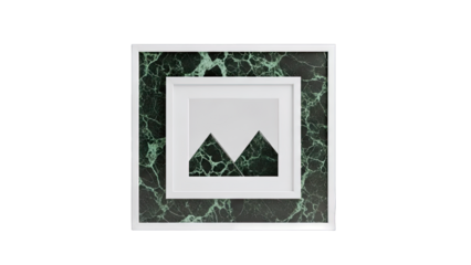 Abstract Marble Frame with Mountain Cutout on White Background