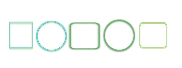 ​A Minimalist Geometric Sequence Featuring Outlined Squares and Circles Transitioning Through Soft Blue and Green Gradients.