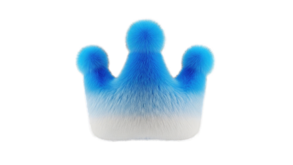 Fluffy Blue Crown on White Background