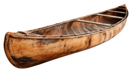 Vintage Wooden Canoe Isolated