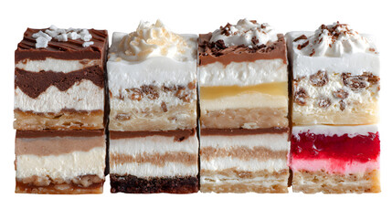 Layered Dessert Squares, isolated on transparent background