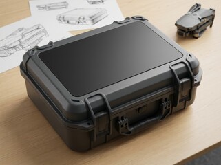 Rugged black protective case with handle and latches