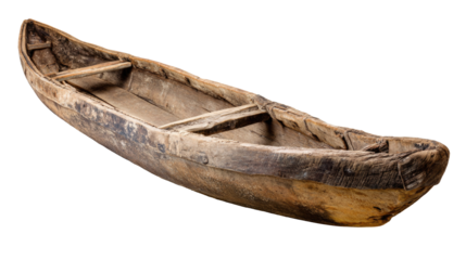 Wooden Dugout Canoe, Isolated