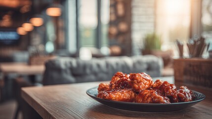 Plate of appetizing fried chicken wings