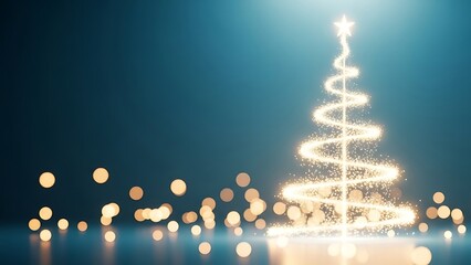 Glowing Christmas Tree with Bokeh Lights stock photo