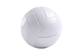 White volleyball isolated on transparent background. A close-up shot of a white volleyball with visible seams isolated on white background.
