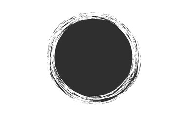 Black Grunge Round Frame Brush Stroke for Minimalist Logo Border and Ink Stamp Design Vector Graphic