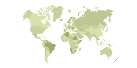 Green World Map with Political Country Border for Global Business Travel Geography Vector Design
