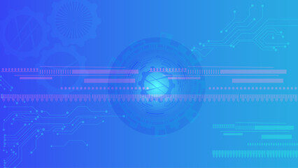 cogwheels and plexus effect Abstract blue technological background Abstract background. Scientific and technological concept