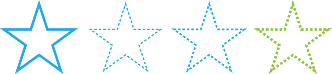 Obraz premium Star rating icons in outline and dotted styles set