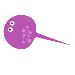 Flat Style Amusing Tadpole with Big Eyes Cartoon Illustration