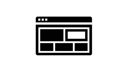 Obraz premium Black and white website icon with content blocks and navigation.