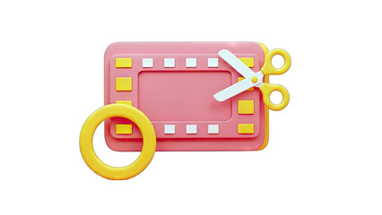 Film Reel Editing with Scissors - 3D Illustration