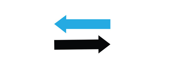 Fototapeta premium Opposite direction arrows blue and black navigation icons.