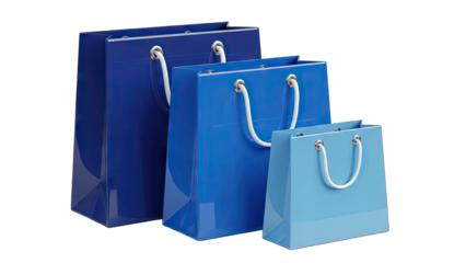 Blue Shopping Bags on White Background