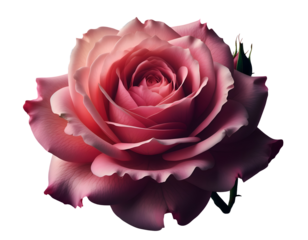 Pink Rose Flower Isolated on Transparent Background, PNG Cutout