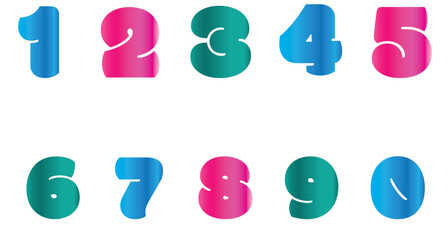 Colorful Gradient 3D Number Set 0 to 9 - Bold Vibrant Typography for Countdown and Ranking