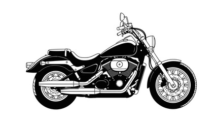 Obraz premium Detailed Black and White Illustration of a Classic Motorcycle.