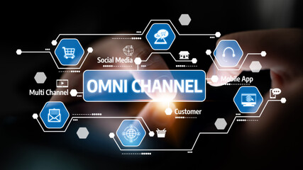 Naklejka premium Explore advanced strategies for enhancing omni channel engagement, focusing on customer experience and seamless interactions across digital platforms and media. Tessel