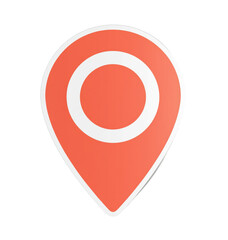 Fototapeta premium Location pin icon for maps and address search in navigation apps, marker symbol for store locator, delivery destination and event venue point with blank center on isolated background