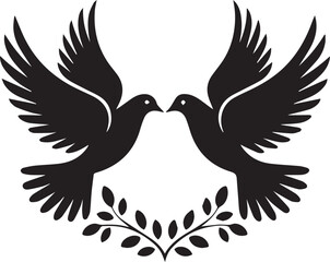 Obraz premium Romantic Couple Silhouette with Hearts on White Background