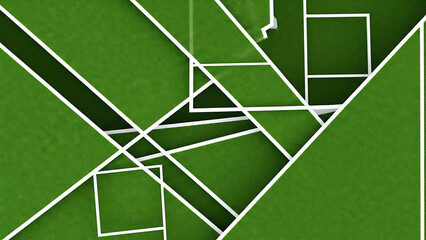 Abstract geometric pattern with green and white lines