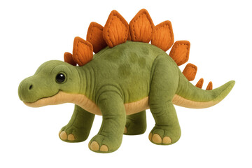Naklejka premium Cute green plush dinosaur toy with long neck and tail