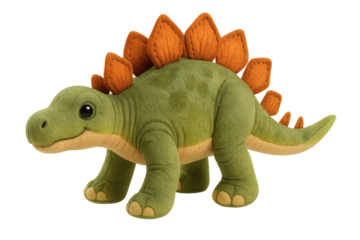 Cute green plush dinosaur toy with long neck and tail