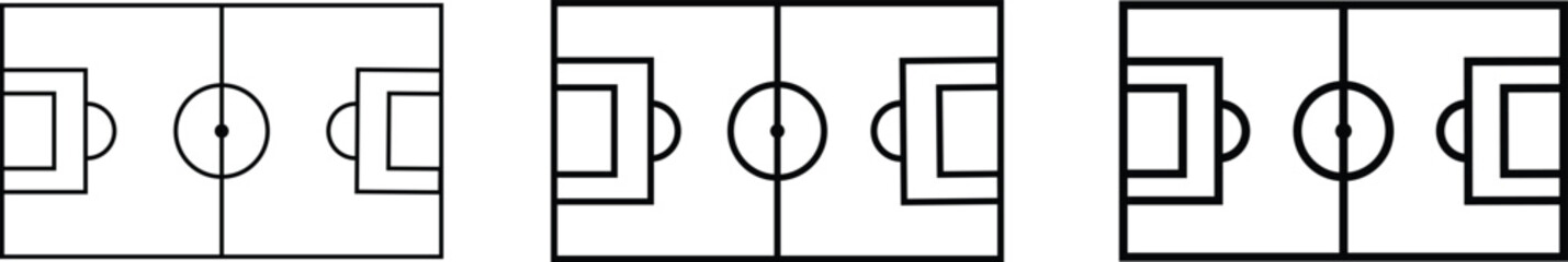 Minimalist soccer field outline icons.