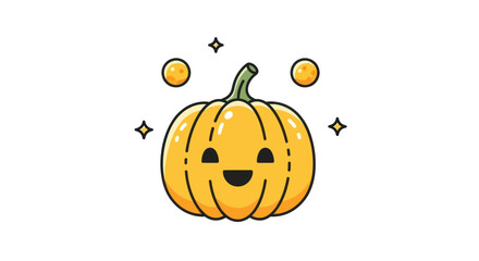 Cartoon pumpkin illustration smiling on a white background halloween concept