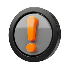 3D Exclamation Mark Warning Icon on transparent background