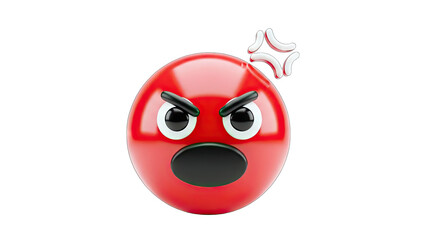 Angry Red Emoji with Steam - Isolated on White