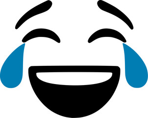 Stylized emoji face with closed eyes, laughing mouth, and tears of joy, conveying extreme amusement and happiness