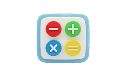 Calculator Icon with Math Symbols on White Background
