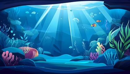 Underwater ocean scene with marine life.