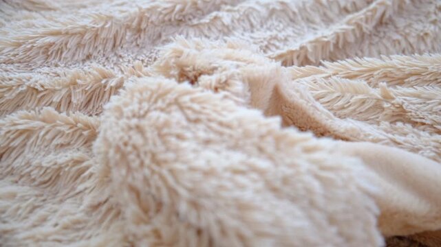 Plaid, blanket, towel, delicate texture. Soft beige cotton towel backdrop, fabric background. Terry cloth bath or beach towels. Soft fluffy cream colors textile. Towel texture closeup. Macro, texture