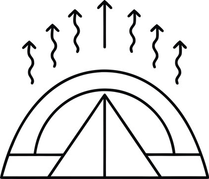 emergency cooling tent line art vector illustration on transparent background