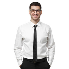 Portrait of a young businessman in a white shirt and black tie