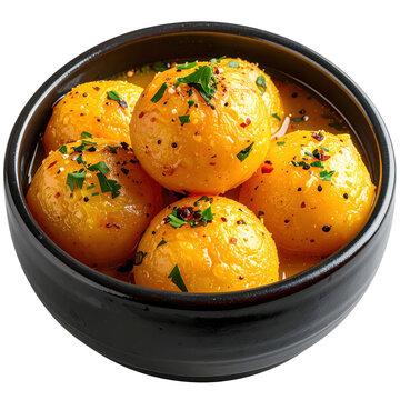 A spoonful of mondongo colombiano being lifted showing the soup's hearty texture isolated on white background