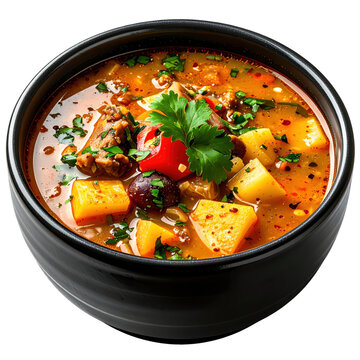 Venezuelan mondongo soup with a side of arepa a complete caribbean meal isolated on a white background