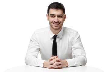 Recruiter welcoming on job interview, hr manager ready to greet candidate for vacant position