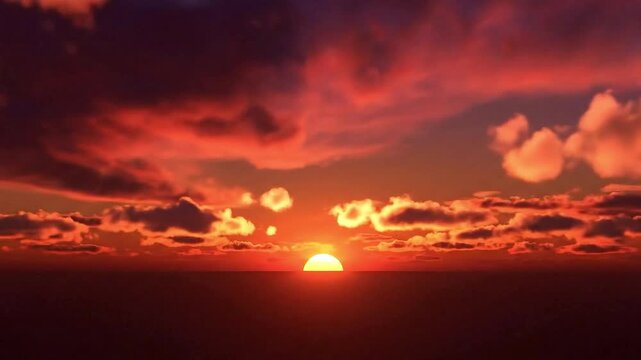 Breathtaking Red Sunset Horizon | 4K Cinematic Nature Sky