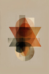 Abstract Geometric Composition with Triangles and Circles in Earthy Tones