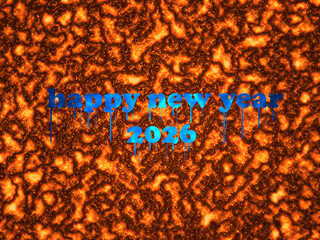 New Year 2026 greeting card and background with the best colorful fire-lit wall image.