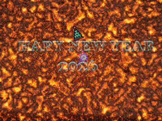 New Year 2026 greeting card and background with the best colorful fire-lit wall image.