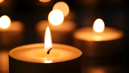A cluster of lit candles, perfect for capturing warm and cozy moments