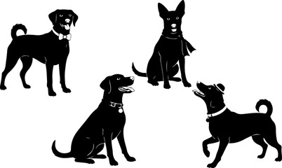 Cute Beagle Dog Poses Illustration Set &ndash; Sitting, Running, Sleeping & Howling Puppy Vector