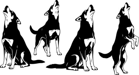 Cute Beagle Dog Poses Illustration Set &ndash; Sitting, Running, Sleeping & Howling Puppy Vector