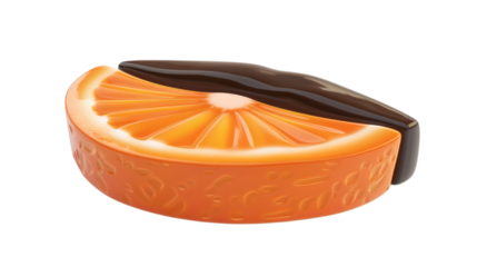 Slice of orange 3D render icon isolated on white background