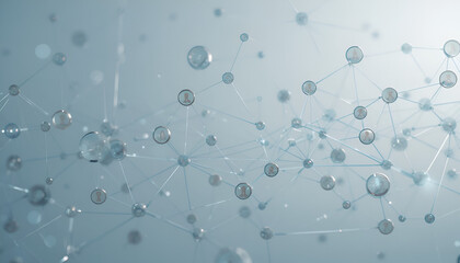 Modern network connections and molecular structures in blue tones